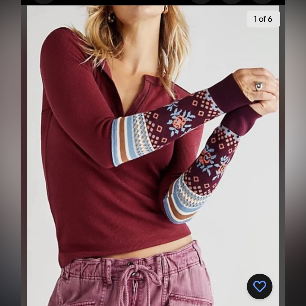 NWT free people long sleeve top